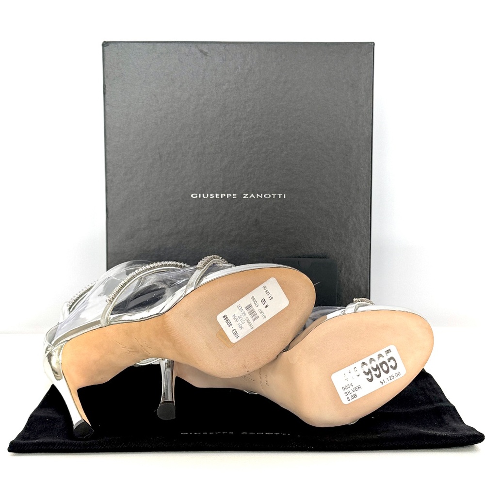 Giuseppe Zanotti Metallic Silver 115 South Crystal Sandal US8.5/38.5 - Picture 14 of 14